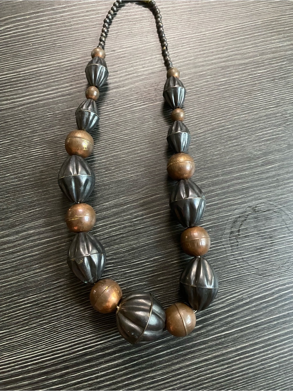 Black and Brown vintage metal chunky  Beaded Statement Necklace